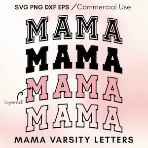 Letras universitarias de mamá svg, mamá curva svg, mamá arqueada svg, mamá jersey svg, mamá sudadera svg, mamá sudadera svg, mamá retro svg png