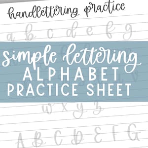 Handbeschriftungs-Alphabet-Übungsblatt | Einfaches Arbeitsbuch zum Üben von Schriftzügen | Handlettering-Übungen | Übungsbögen zum Ausdrucken von Schriftzügen