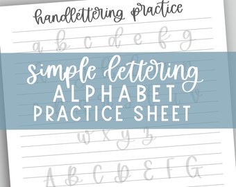 Handbeschriftungs-Alphabet-Übungsblatt | Einfaches Arbeitsbuch zum Üben von Schriftzügen | Handlettering-Übungen | Übungsbögen zum Ausdrucken von Schriftzügen