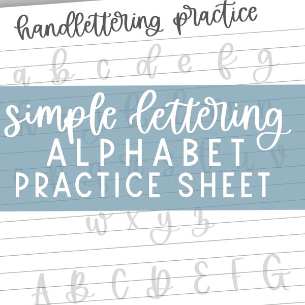Hand Lettering Alphabet Practice Sheet | simple lettering practice workbook | hand lettering practice | printable lettering practice sheets