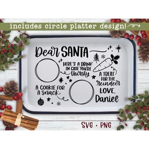 Dear Santa tray svg | cookies for santa tray svg | santa tray svg | santa platter svg | milk and cookies platter svg | christmas plate svg