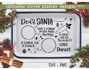 Dear Santa tray svg | cookies for santa tray svg | santa tray svg | santa platter svg | milk and cookies platter svg | christmas plate svg
