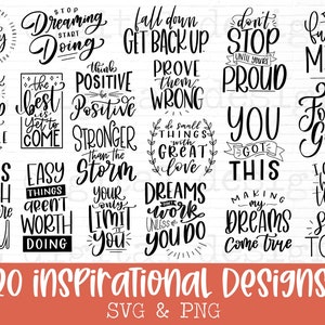 Citation motivante svg bundle lettrage à la main | citation inspirante svg | citation positive svg | motivation svg | disant svg | svg pour chemise png