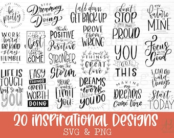 Motivational quote svg bundle hand lettered | inspirational quote svg | positive quote svg | motivation svg | saying svg | svg for shirt png