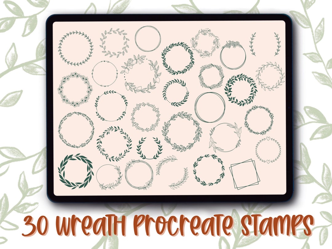 Wreath Procreate Stamps | Greenery Leaf Procreate Stamps | Botanical ...