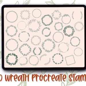 Wreath procreate stamps | greenery leaf procreate stamps | botanical procreate brushes stamps | procreate stamp brush | circle procreate