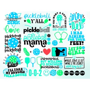 Pacchetto svg di pickleball, maglietta di pickleball svg, racchette da pickleball svg, pickleball svg, png di pickleball, palla da pickleball svg, mamma di pickleball svg