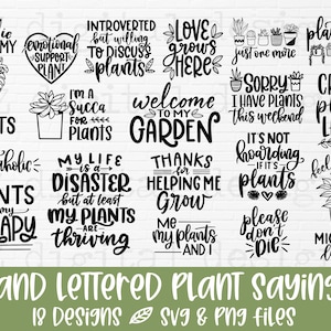 Paquete de svg de planta / svg de mamá de planta / svg de cita divertida de planta / svg de cita de jardín / svg de mujer loca de planta / svg de planta de interior /