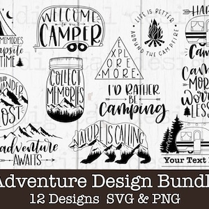 Adventure svg Bündel handgeschriftet | camping svg png | happy camper svg | Camping Eimer svg | svg png | Lagerfeuer svg | Camper svg