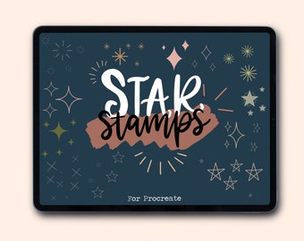 Stars procreate brushes | 14 star procreate stamps | star doodles brushset | procreate sparkle glitter brush | procreate stamp doodles brush