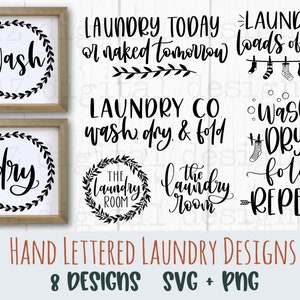 Laundry svg bundle hand lettered | laundry room sign svg | wash and dry svg | farmhouse svg | laundry co svg | washer dryer svg png cut file