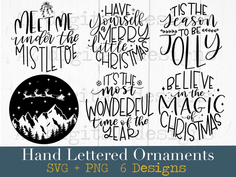 Download Christmas ornament svg bundle hand lettered round ...