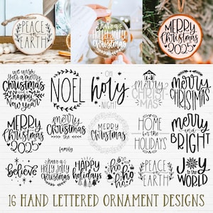 Christmas ornament svg bundle #1 hand lettered | Christmas svg | believe svg | christmas cut file | christmas scene svg | round ornament svg