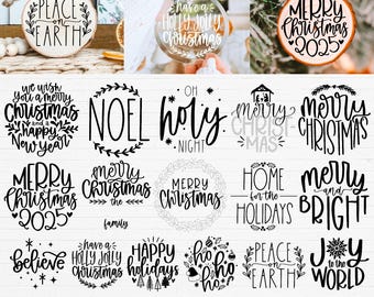 Christmas ornament svg bundle #1 hand lettered | Christmas svg | believe svg | christmas cut file | christmas scene svg | round ornament svg
