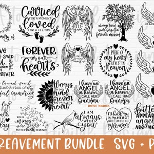 Memorial svg bundle 27 designs | Deuil SVG | Ange au ciel SVG | Grief SVG | Décès SVG | sympathie SVG | Angel Wings SVG | mémoire SVG