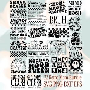 Trendy Mama SVG Bundle, Retro Mama svg, Mama svg, karierte Mama svg, Mama png, Retro Mama svg, groovy Mama svg, Boho Mama svg, sarkastische Mama