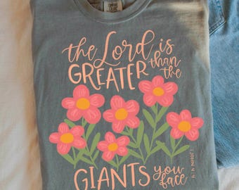 Christian png "The Lord is Greater", sublimation, dtf, inspirational png, Jesus png, floral png, faith png, bible verse png, scripture png