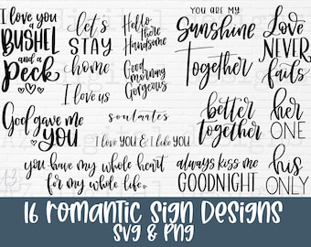 Bedroom sign svg bundle hand lettered | romantic sign svg | farmhouse sign svg | above the bed sign svg | love sign svg | soulmates svg png