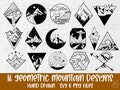 Mountain svg bundle hand drawn | geometric mountain svg | camping outdoors adventure svg | mountain silhouette svg png | landscape svg