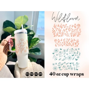 Wildflower 40 oz quencher wrap svg, beker wrap png, beker wrap svg, gegraveerde beker svg, wilde bloemen beker wrap, bloemen beker wrap svg, png