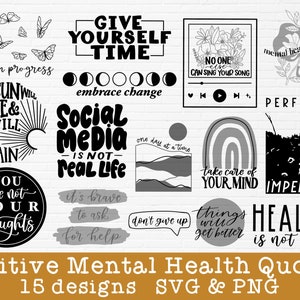 Psychische Gesundheit svg | positive svgbügels | Inspirierende Zitate svg | Selbstliebe svg | motivierende Zitate | boho svg png