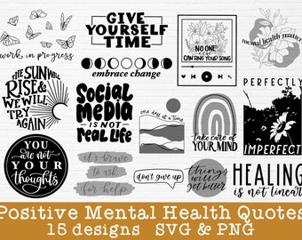 Mental health svg | positive svg bundle | inspirational quotes svg | self love svg | motivational quotes | boho svg png