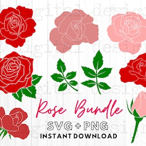 Rose svg bundle | flowers svg | floral svg | rose clipart commercial use | roses template svg | leaf svg | rosebud svg colorful flowers svg