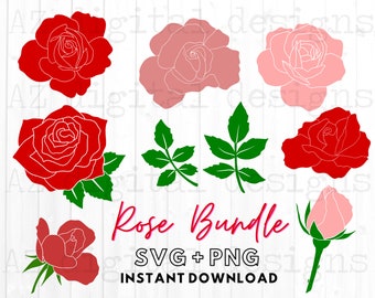 Rose svg bundle | flowers svg | floral svg | rose clipart commercial use | roses template svg | leaf svg | rosebud svg colorful flowers svg