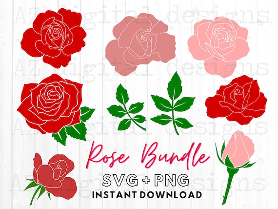 Rose Svg Bundle Flowers Svg Floral Svg Rose Clipart | Etsy Canada