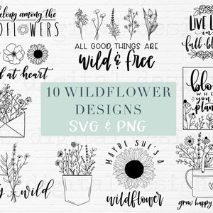 Wildflower svg | wildflower svg bundle hand lettered | wildflower saying quote svg | floral svg | flower svg | wildflower png clipart shirt