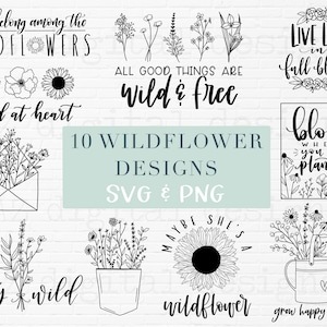 Wildflower svg | wildflower svg bundle hand lettered | wildflower saying quote svg | floral svg | flower svg | wildflower png clipart shirt