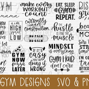 Allenamento svg / bundle palestra svg / fitness svg / esercizio svg / motivazionale svg / maglietta allenamento svg / citazioni palestra svg / file di taglio palestra hustle svg