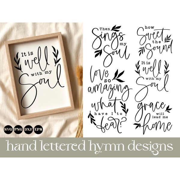 Hymns svg bundle - hand lettered, christian svg, bible svg, Jesus svg, inspirational svg, rustic farmhouse svg, wood sign svg, hymn png