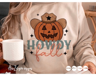 Howdy Fall sublimation png, retro fall sublimation, western fall png, distressed fall png, pumpkin png, trendy sublimation png, autumn png