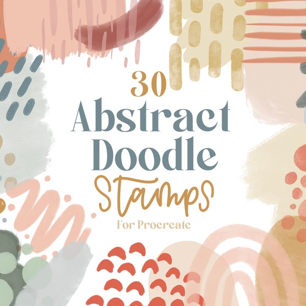 Abstract doodles procreate stamps | boho procreate stamps | procreate brushes | procreate stamp brush | texture stamps | procreate shapes