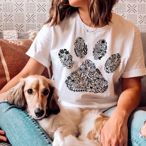 Bloemen hond poot svg, hond svg, hond moeder svg, boho hond svg, pootafdruk svg, hond poot sticker png, hond shirt svg, pootafdruk png, hond sublimatie