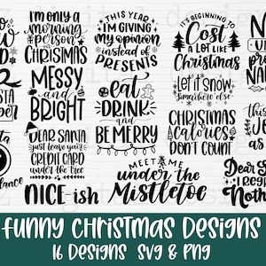 Funny Christmas svg bundle hand lettered | christmas svg | santa svg | naughty nice svg | winter svg | funny svg | santa cam svg | xmas svg