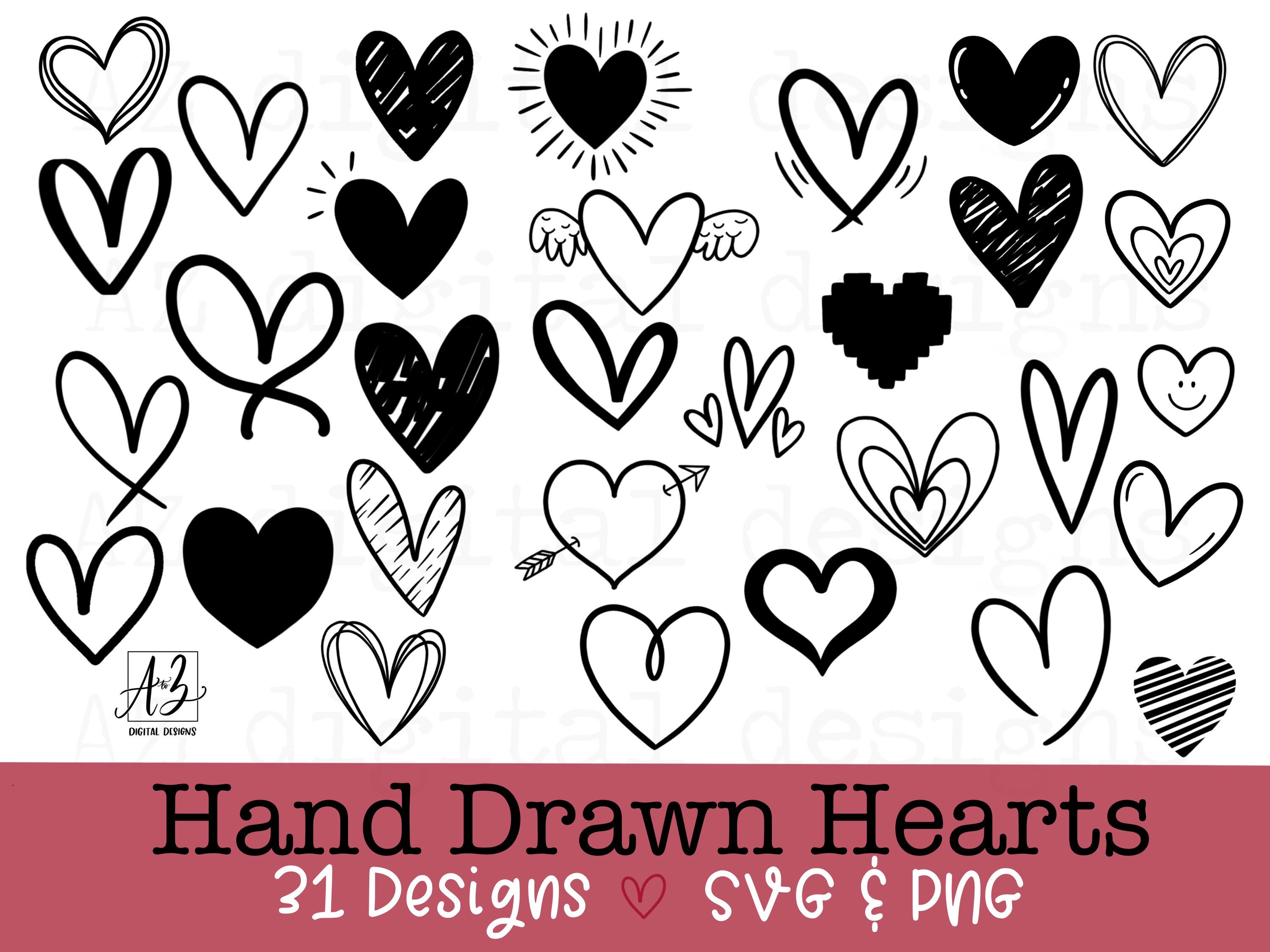 Download Heart Svg Bundle Hand Drawn Hearts Svg Png Valentines Day Etsy