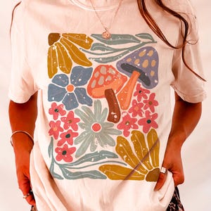 Flor abstracta y hongo png, flor danesa png, flor retro png, flor boho svg, floral png, floral boho png, flor maravillosa png