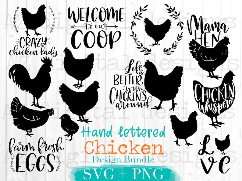 Download Chicken svg bundle hand drawn hen svg rooster svg | Etsy