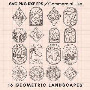 Berg svg, geometrische berg svg, boho landschap svg, avontuur svg, bergen svg, woestijn svg, camping svg, berg silhouet svg png