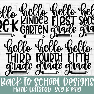 Back to school shirts svg bundle hand lettered | first day of school svg | school svg | teacher svg | happy back to school svg | hello grade