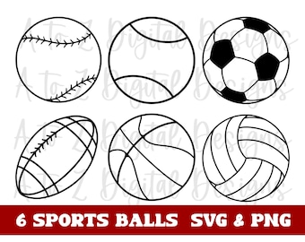 Pelotas deportivas svg, béisbol svg, fútbol svg, baloncesto svg, pelota de fútbol svg, voleibol svg, pelota de tenis svg, archivo de corte de pelotas deportivas, png