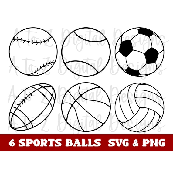 Sports balls svg, baseball svg, football svg, basketball svg, soccer ball svg, volleyball svg, tennis ball svg, sports balls cut file, png