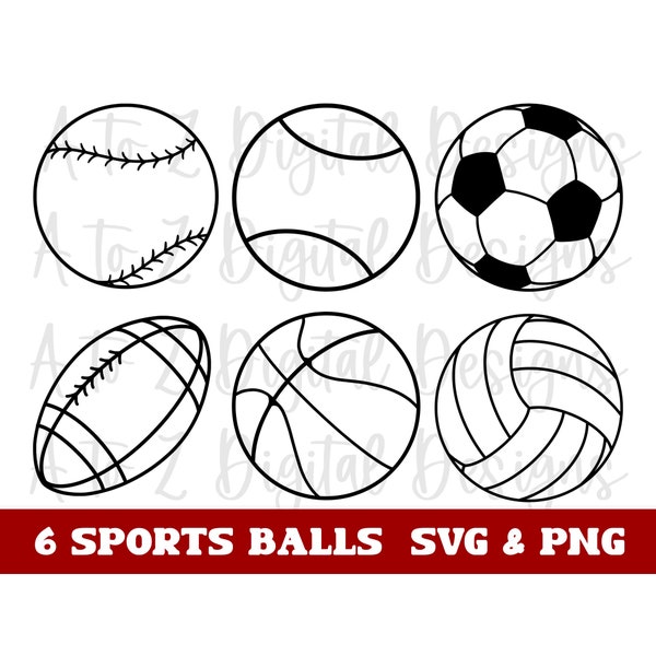 Sports balls svg, baseball svg, football svg, basketball svg, soccer ball svg, volleyball svg, tennis ball svg, sports balls cut file, png