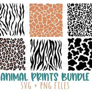 Animal prints svg png bundle desenhado à mão | leopard print svg | cow print svg | tiger print svg | zebra print svg | animal print clipart