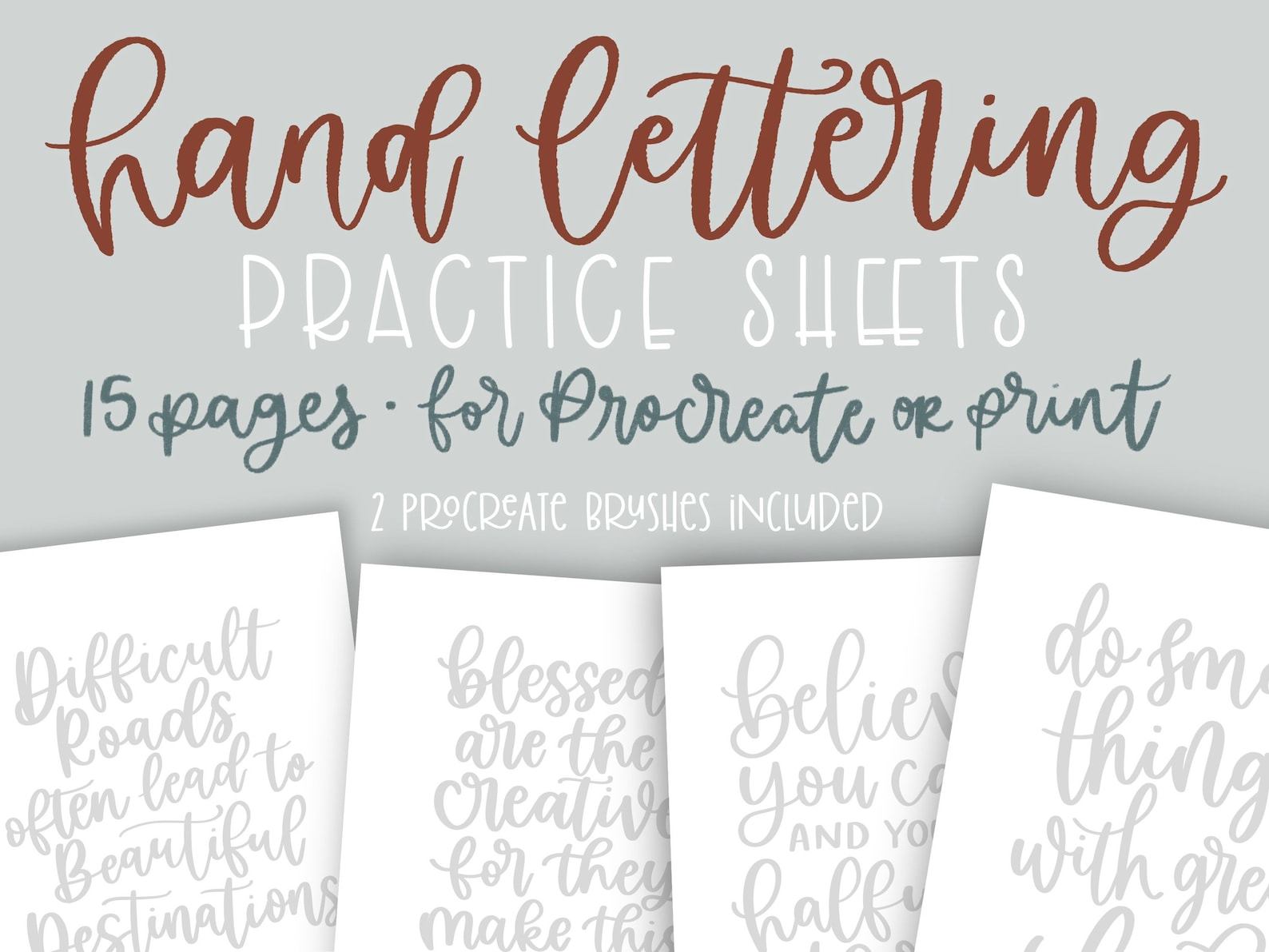 Hand Lettering Practice Sheets for Procreate Lettering - Etsy