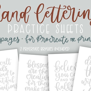 Folhas de prática de letras à mão para procreate | livro de exercícios de prática de letras | pincéis de letras procreate | planilha de prática de caligrafia pdf