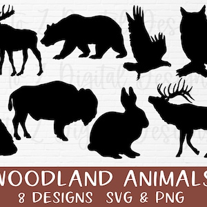 Woodland animals svg forest animals svg animal silhouette svg deer svg moose svg buffalo svg bear svg wolf svg eagle svg image 1