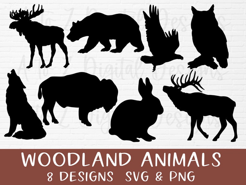 Woodland animals svg forest animals svg animal silhouette svg deer svg moose svg buffalo svg bear svg wolf svg eagle svg image 1